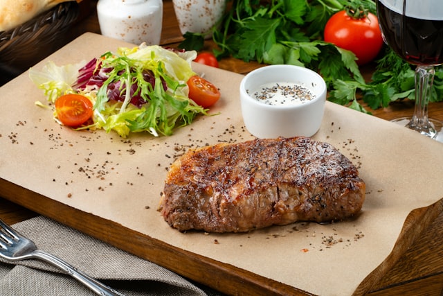 Strip Steaks with Pepper Cream Reduction