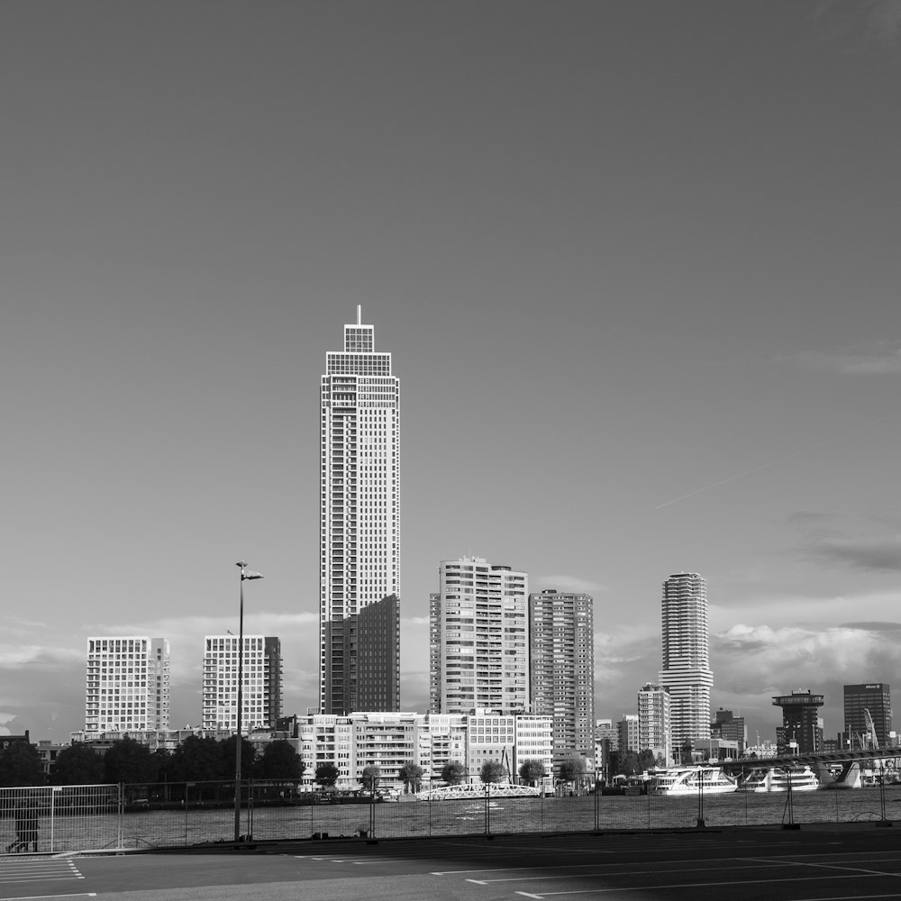 a black and white photo of a city