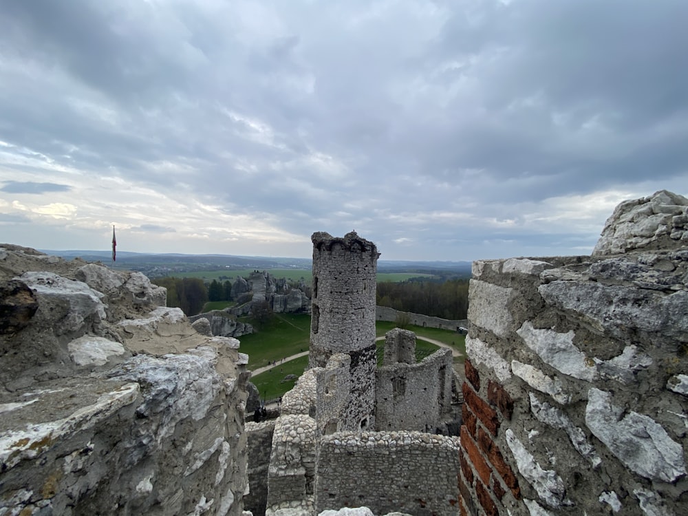 a view of a castle from the top of a hill