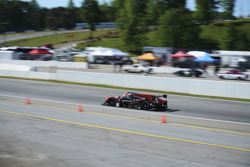a race car driving down a race track