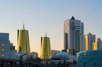 a view of a city with tall buildings