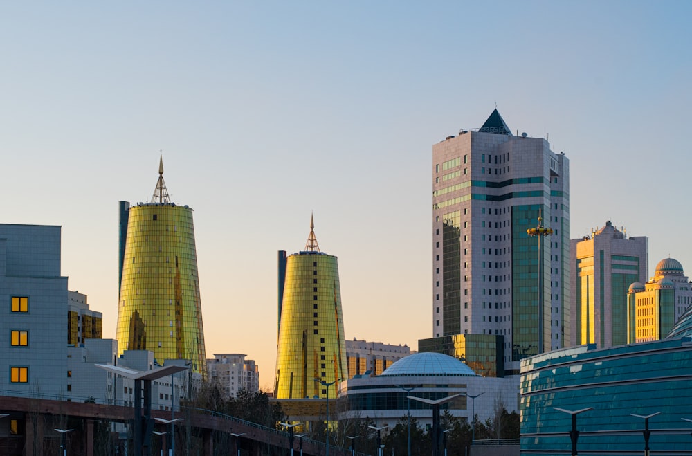 a view of a city with tall buildings