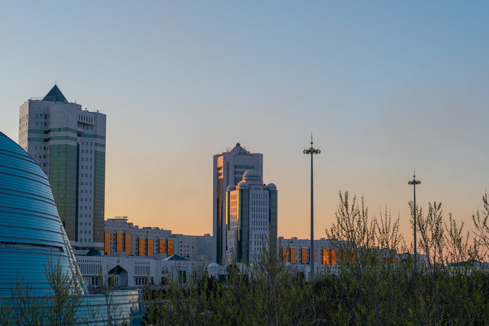 a view of a city with tall buildings