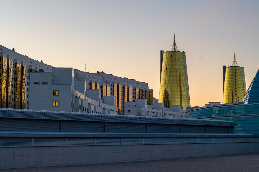 a view of a city with tall buildings