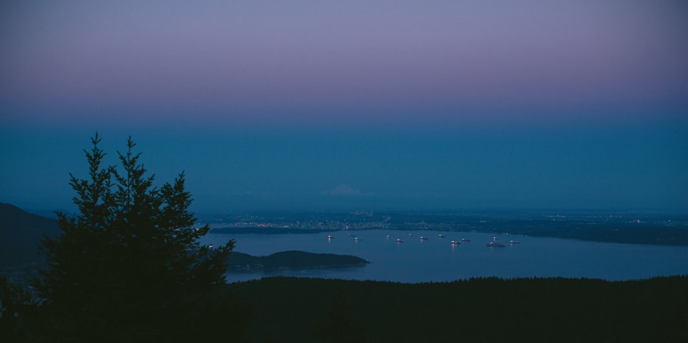 a view of a body of water from a hill