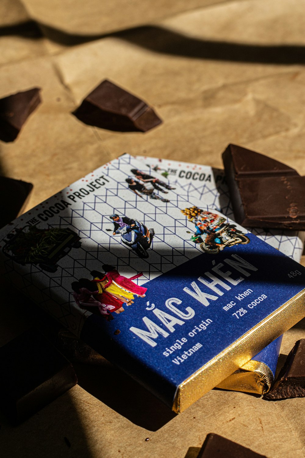 a close up of a chocolate bar on a table