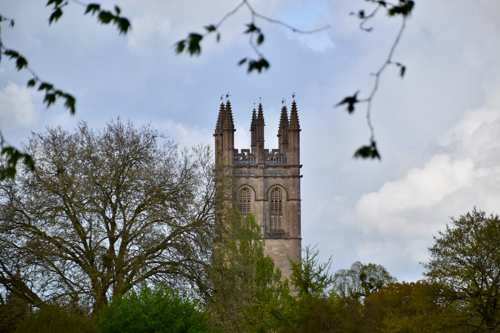 a tall tower with a clock on top of it