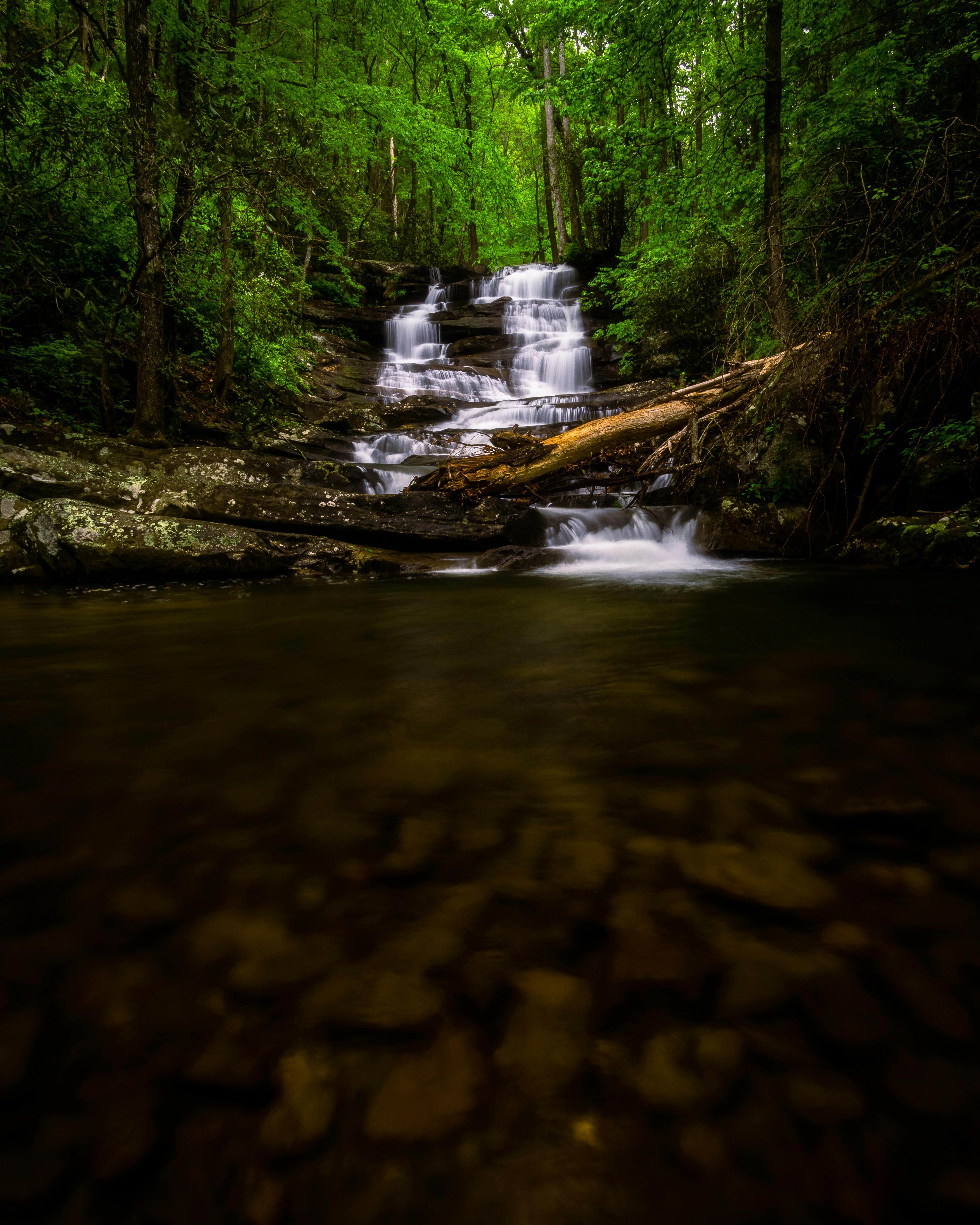 ein kleiner Wasserfall mitten im Wald