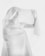 A person draped in a translucent fabric covers their eyes, creating a dreamy and ethereal atmosphere. The soft, flowing material adds texture and depth, while the monochrome palette enhances the minimalistic and artistic feel.