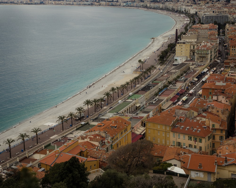 a view of a beach from a high point of view