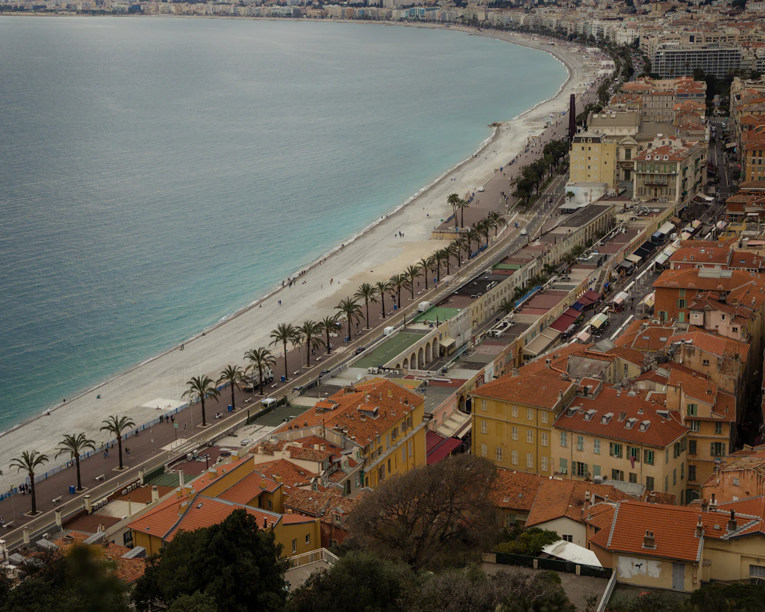 The neighbouring Riviera coastline and blue Mediterranean sea