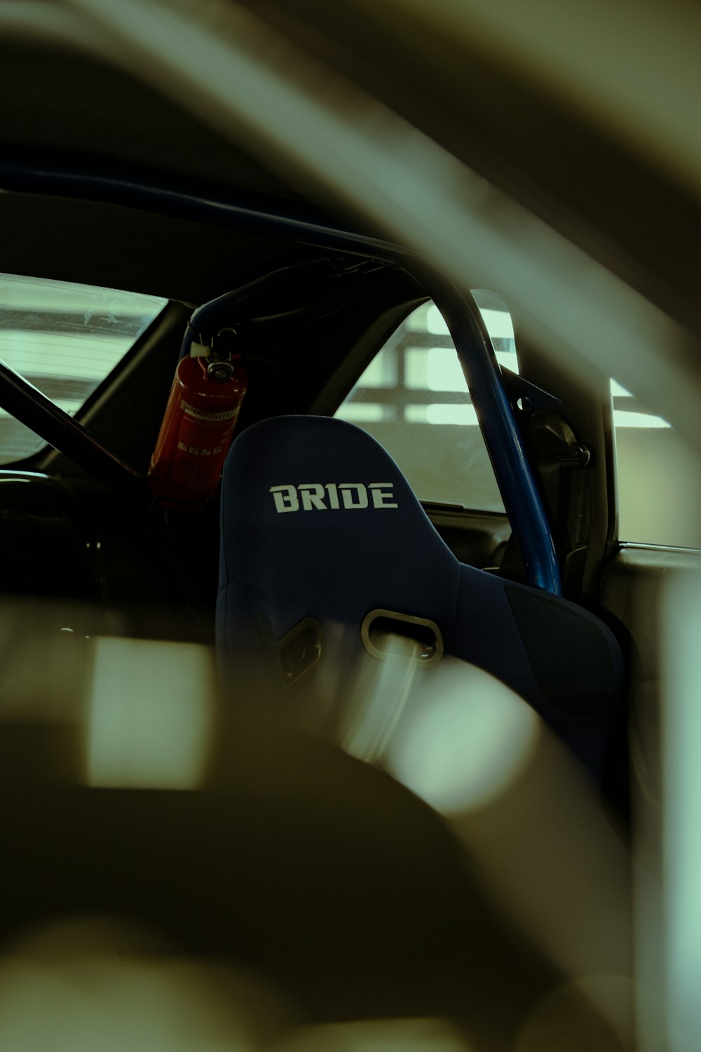a car with a bride seat on the back of it