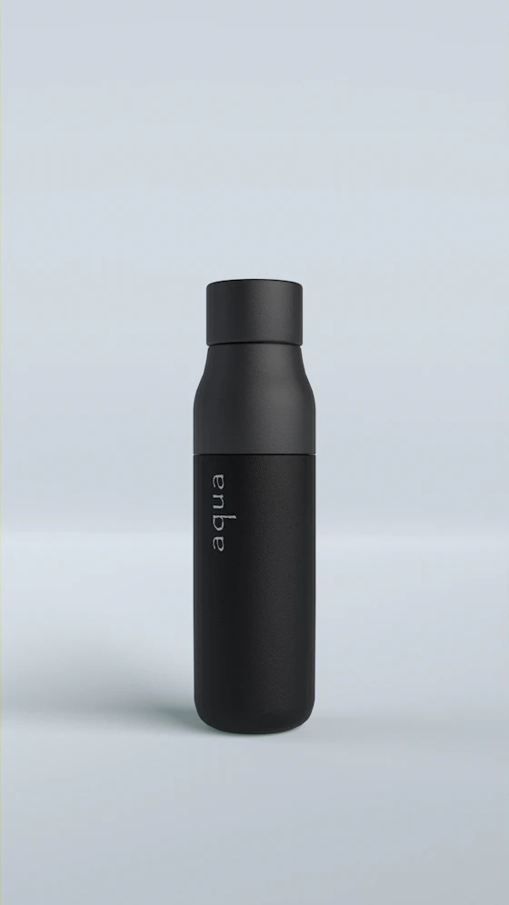 Insulated steel water bottle outdoors