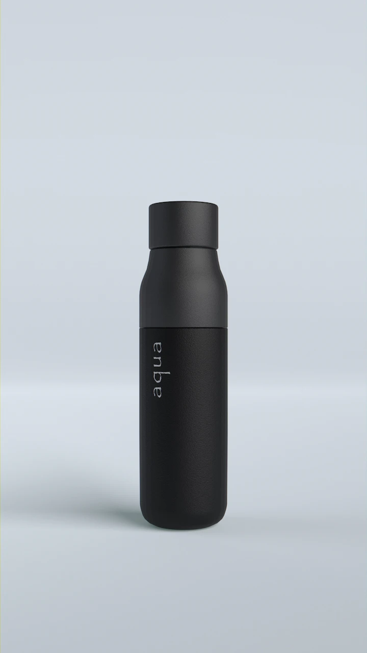 Insulated steel water bottle outdoors
