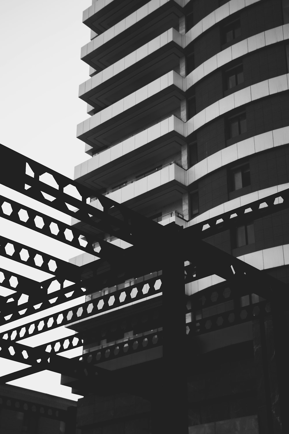 a black and white photo of a tall building