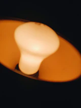 A close-up of a light bulb glowing softly against a dark background.