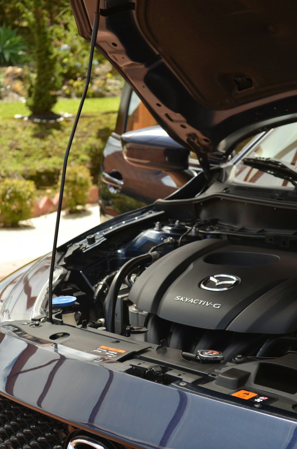 Un primer plano del motor de un coche