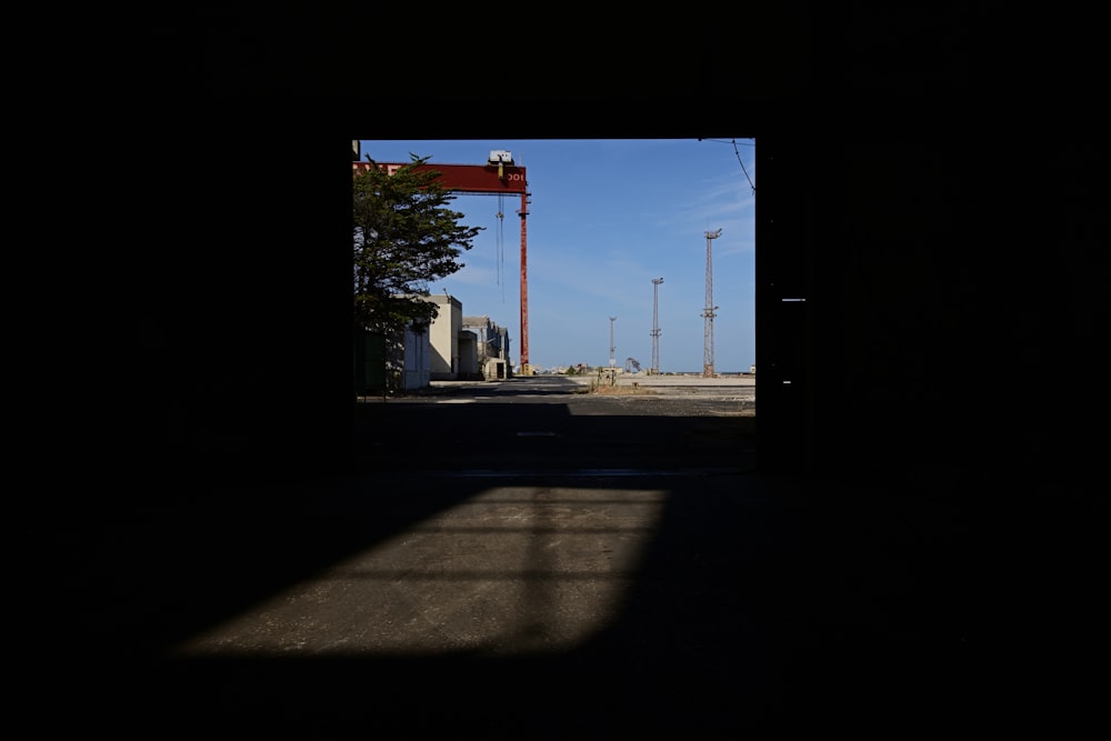 a view of a construction site through a doorway