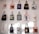 A collection of tote bags, each with a unique design, hangs on a white wall. The designs include art prints, graphic texts, and images of people. The bags are arranged in a grid with varied colors and artistic themes.