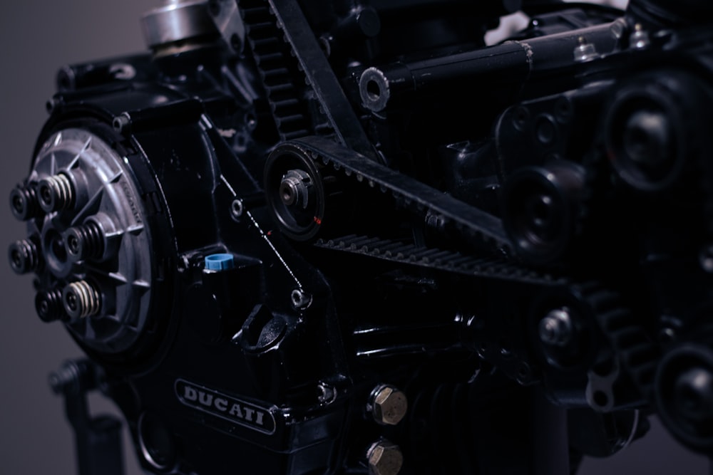 a close up of the engine of a motorcycle