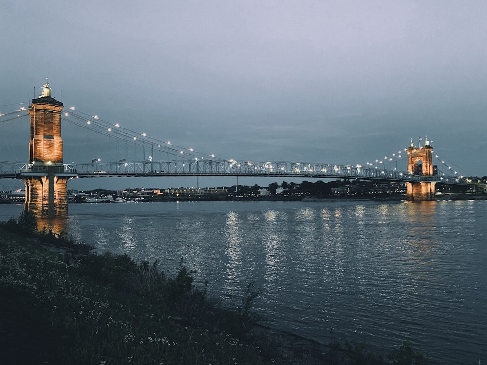 a view of a bridge over a body of water