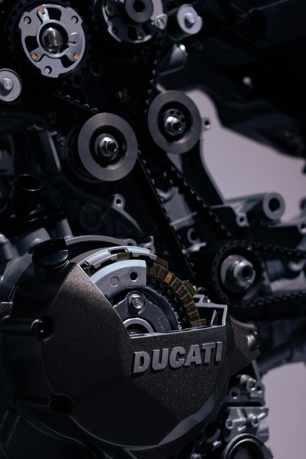 a close up view of a motorcycle engine