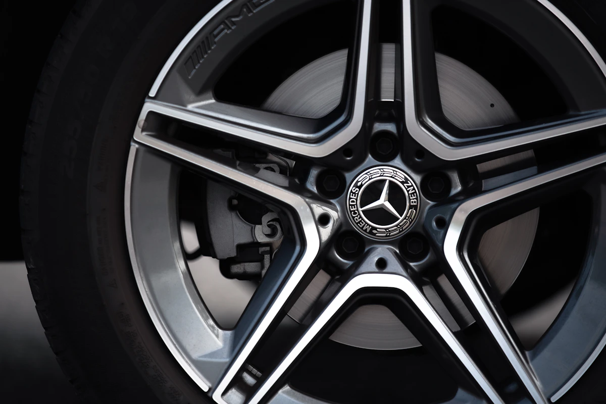 Detailed luxury-car alloy wheel