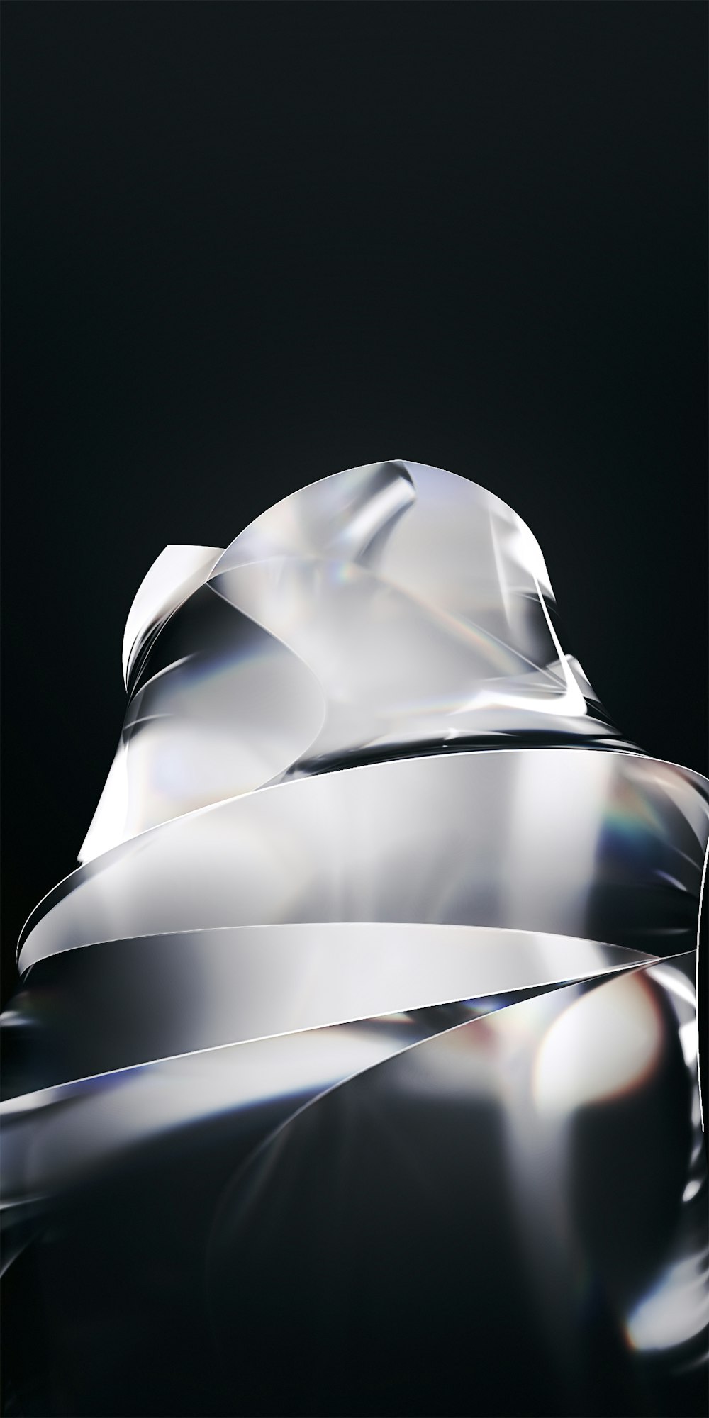 a shiny object with a black background