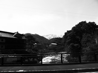 A serene landscape view of the orphanage surrounded by nature.