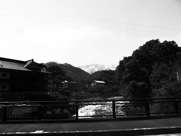 A serene landscape view of the orphanage surrounded by nature.