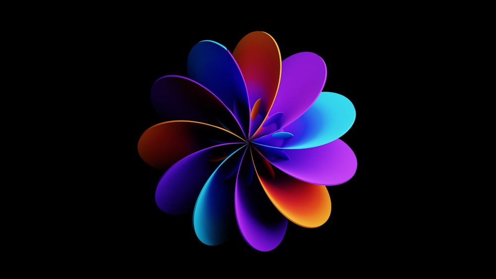 a colorful flower on a black background