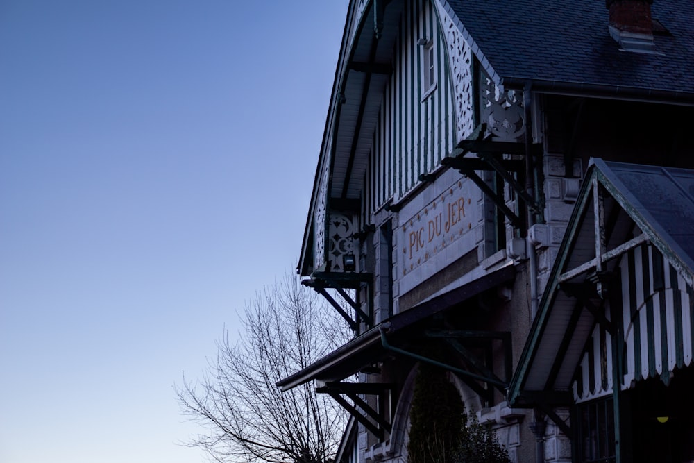 a building with a sign on the side of it