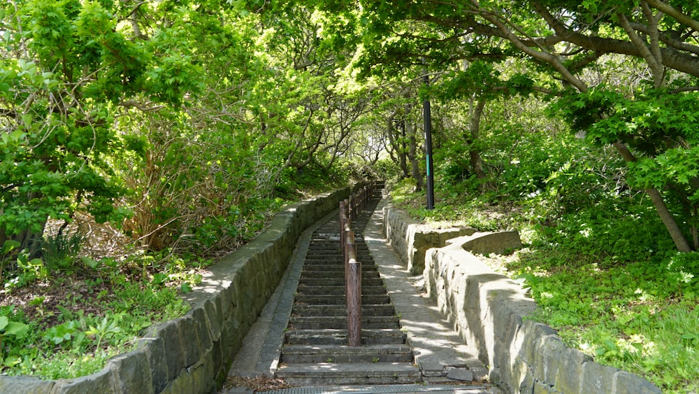 a set of stairs leading up to the top of a hill