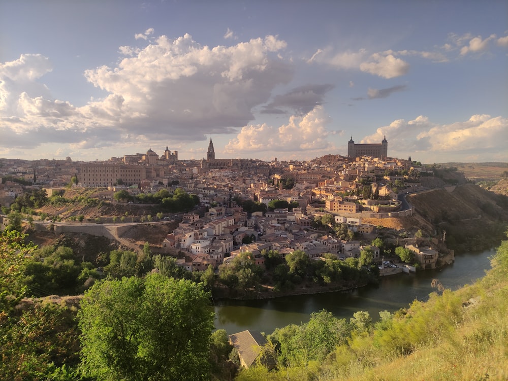 a view of a city with a river running through it