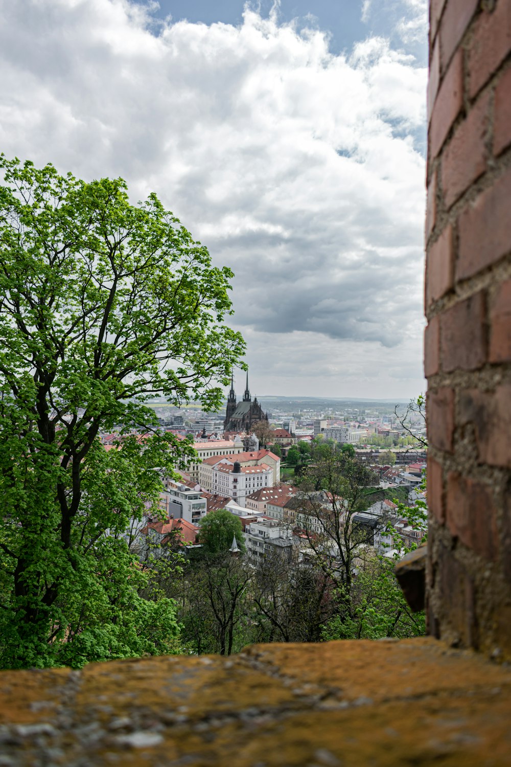 a view of a city through a window