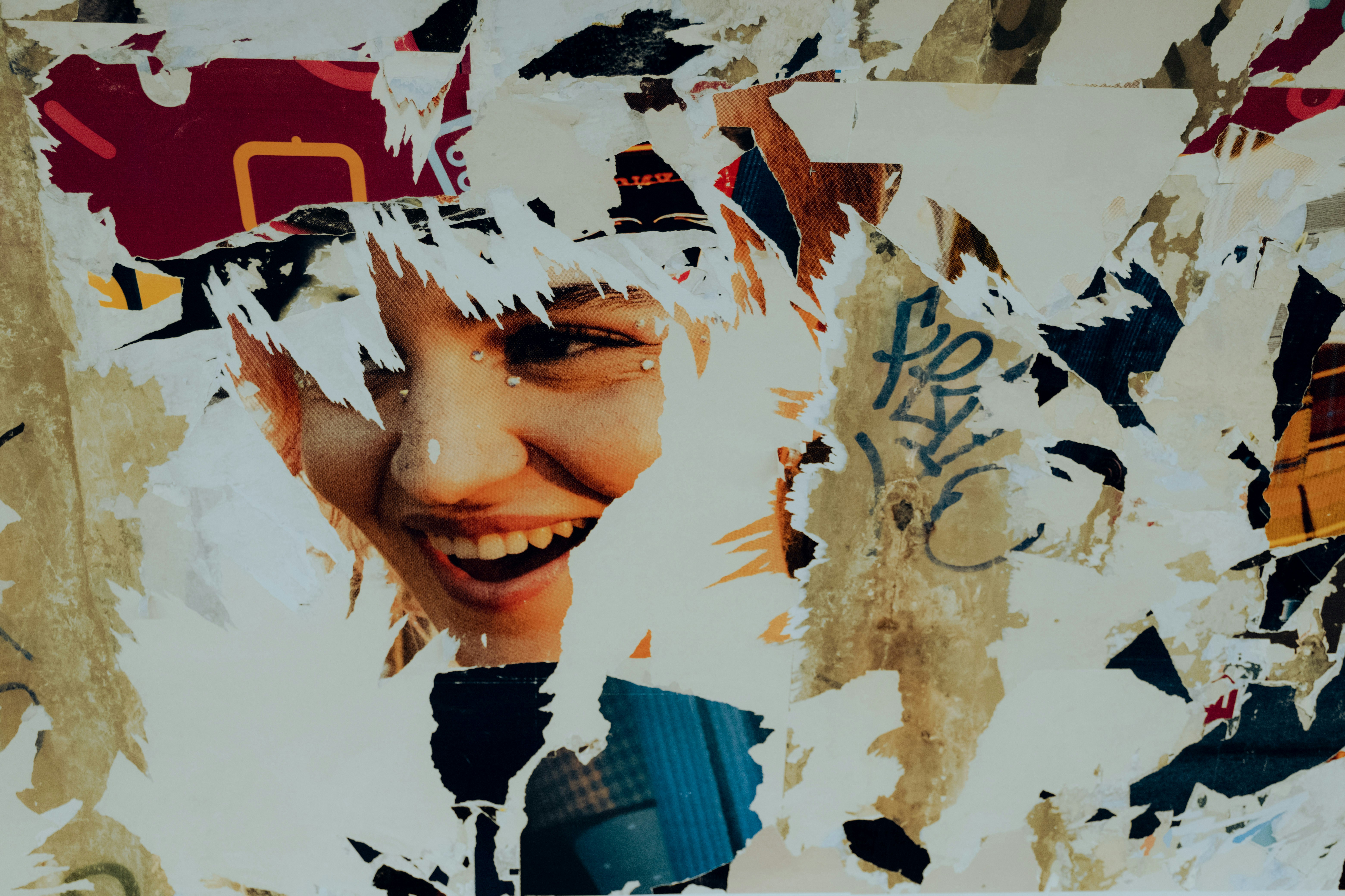 a collage of a woman's face is shown