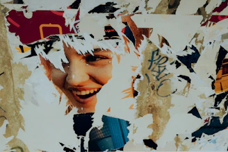 a collage of a woman's face is shown