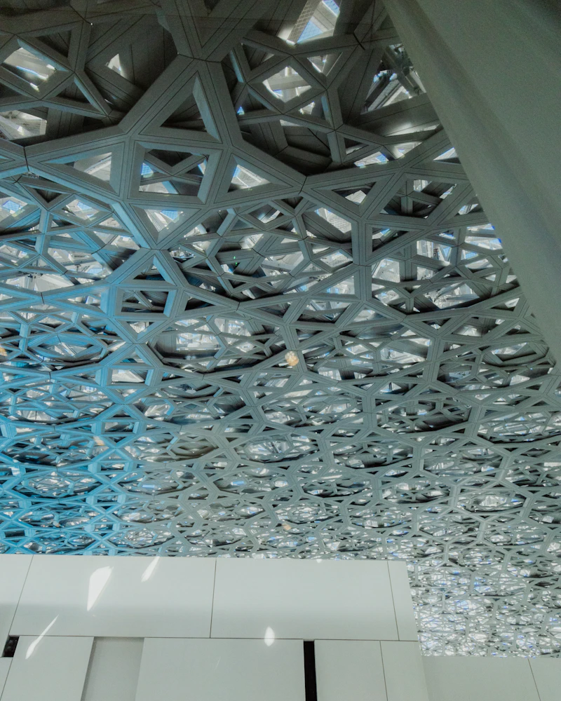 Latticed dome ceiling inside Louvre Abu Dhabi