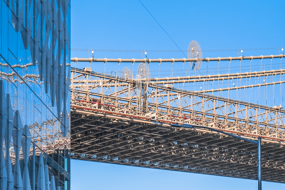 a view of a bridge from across the water