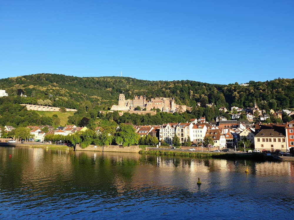 a river that has some buildings on the side of it