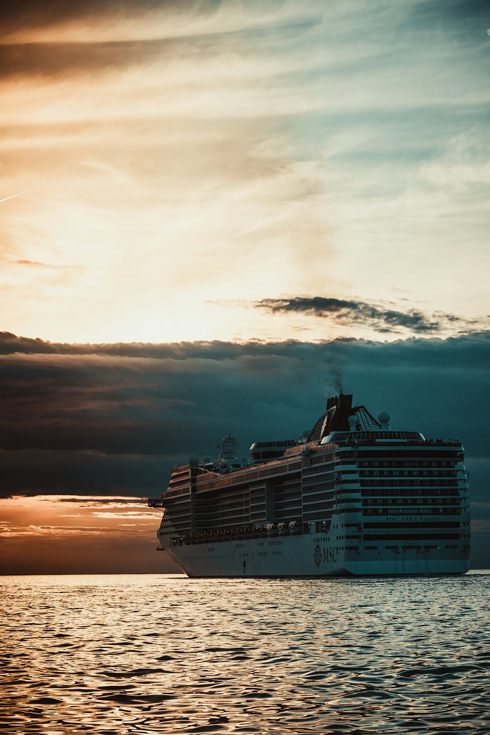 a large cruise ship in the middle of the ocean