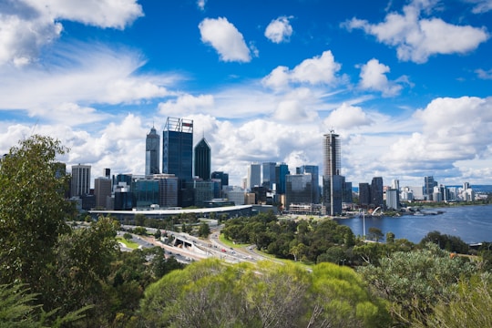 A vibrant city skyline showcasing international business activity.