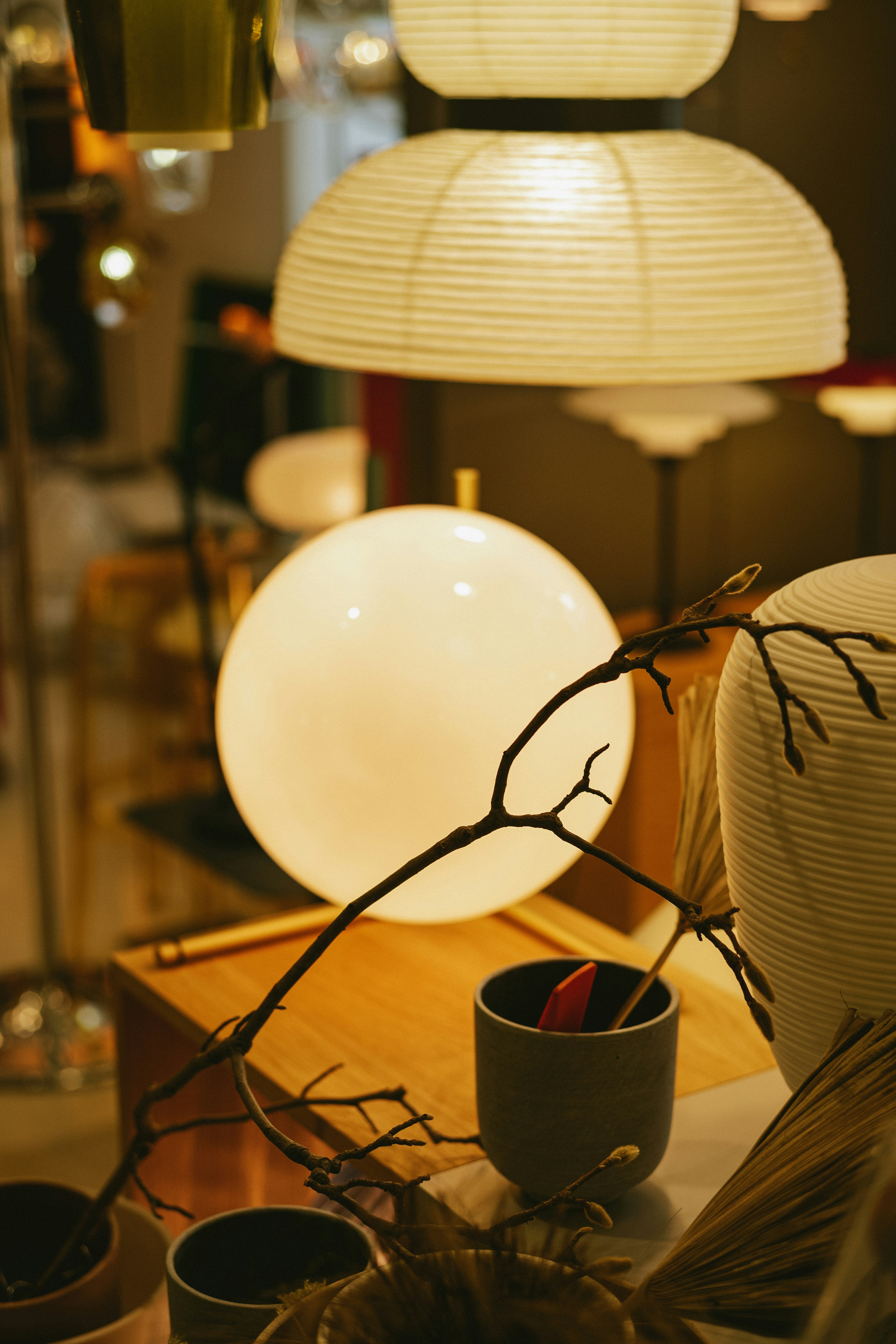 Vintage furniture and neon art at café