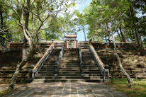 Historic stone pathway leading to the revered Adrauna Devi shrine.