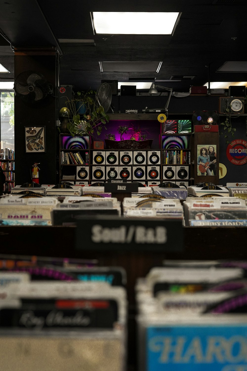 a room filled with lots of different types of records