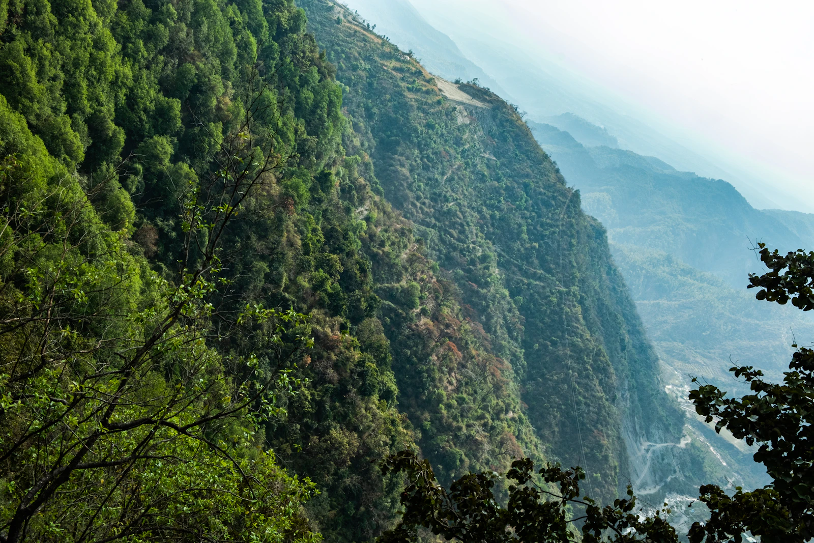 Green mountain landscape around Dehradun Uttarakhand India