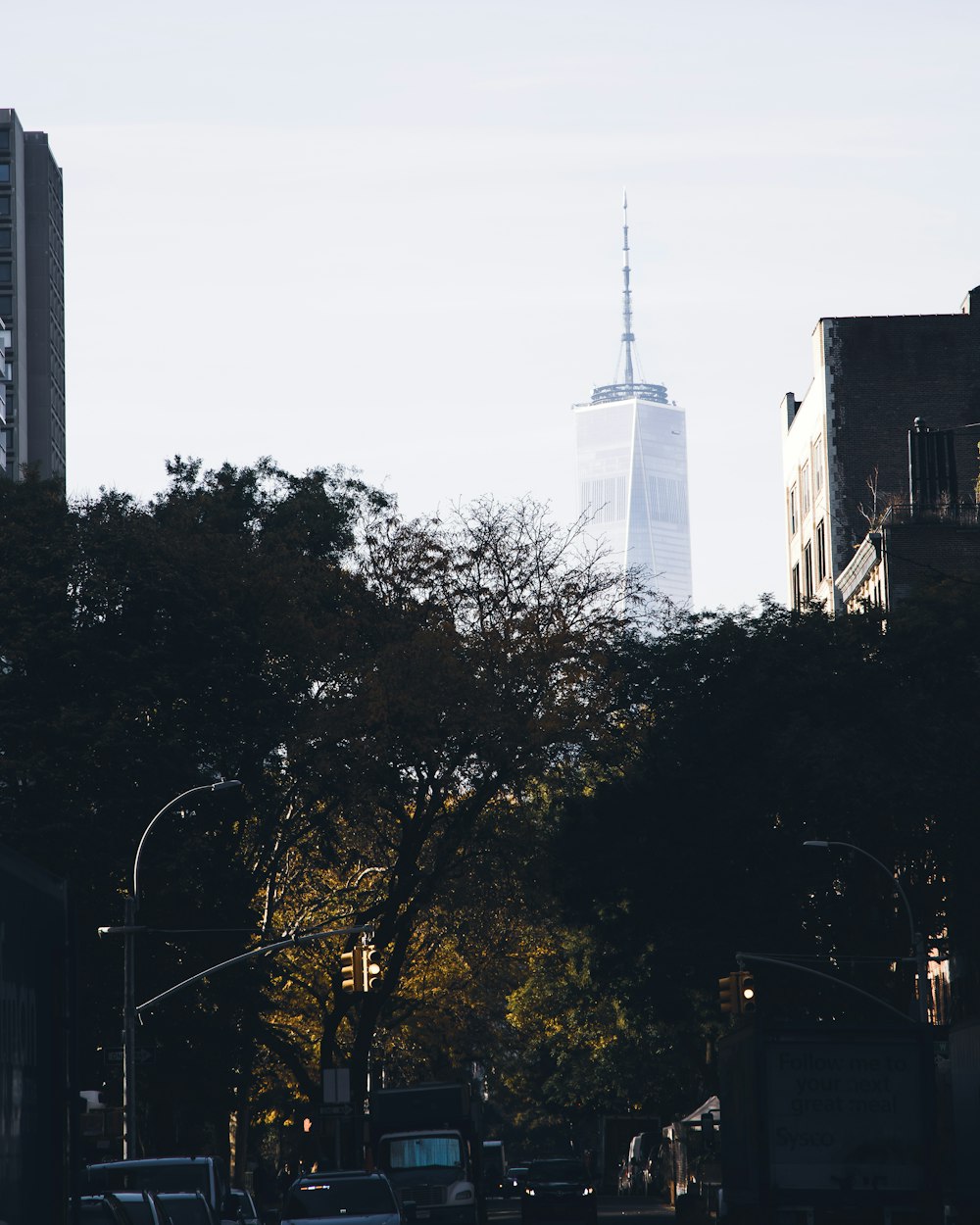 a view of the empire building in the distance