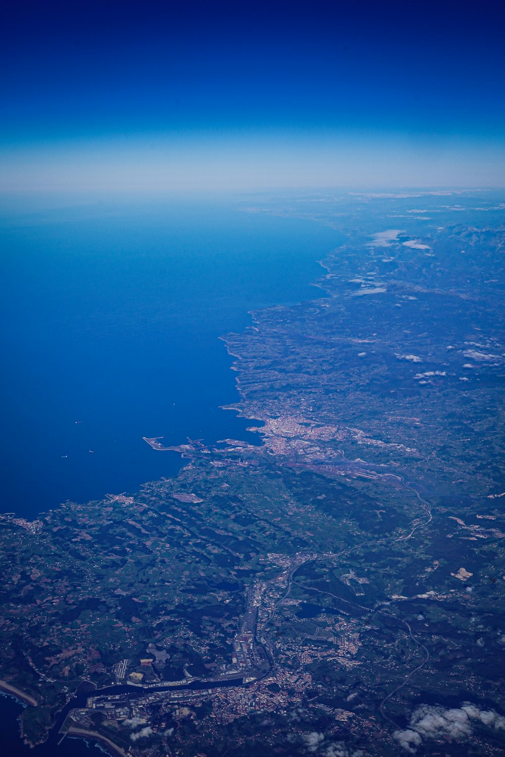 an aerial view of a large body of water