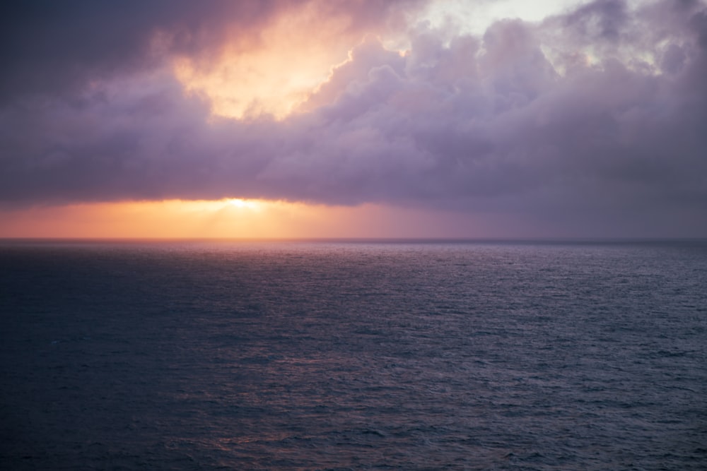 a large body of water under a cloudy sky