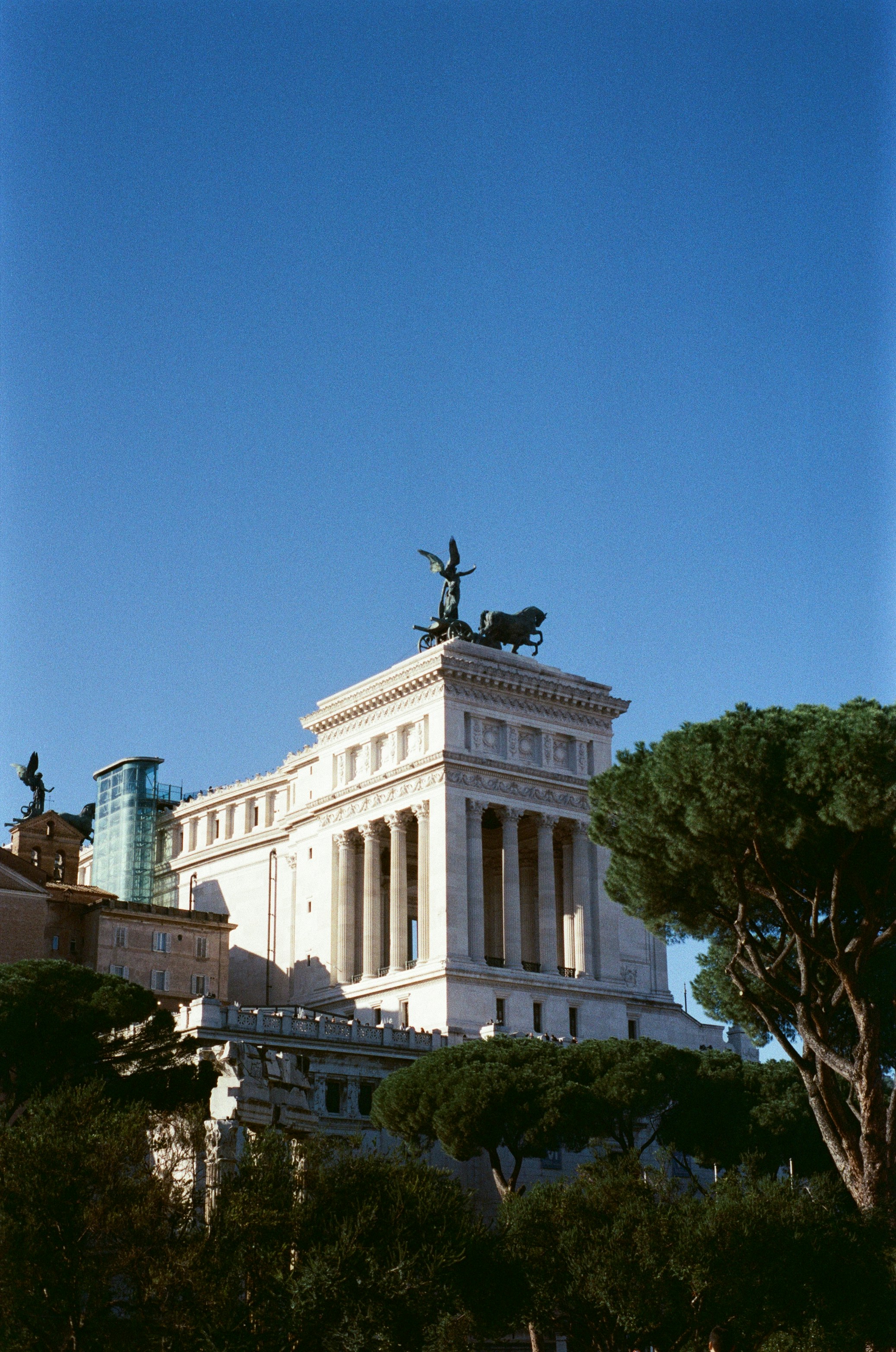 a building with a statue on top of it